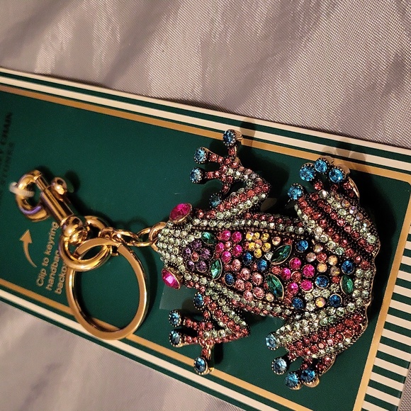Piper K Colorful Rhinestone Frog Keychain Bag Charm Ta - Picture 1 of 2